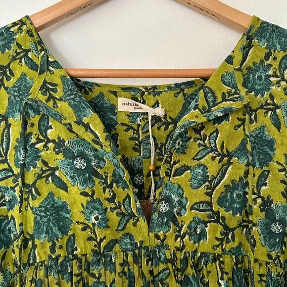 NWT Natural Life Aimee Mini Tunic Dress - Olive Floral Border - Size Large - Picture 7 of 8